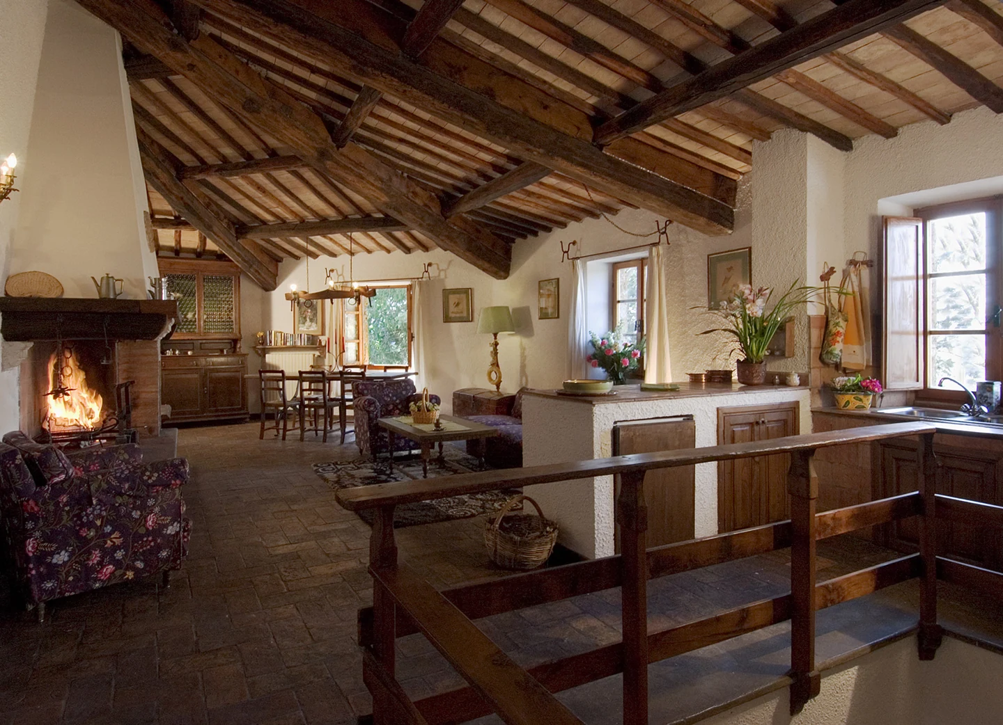 Autunno living room and fireplace