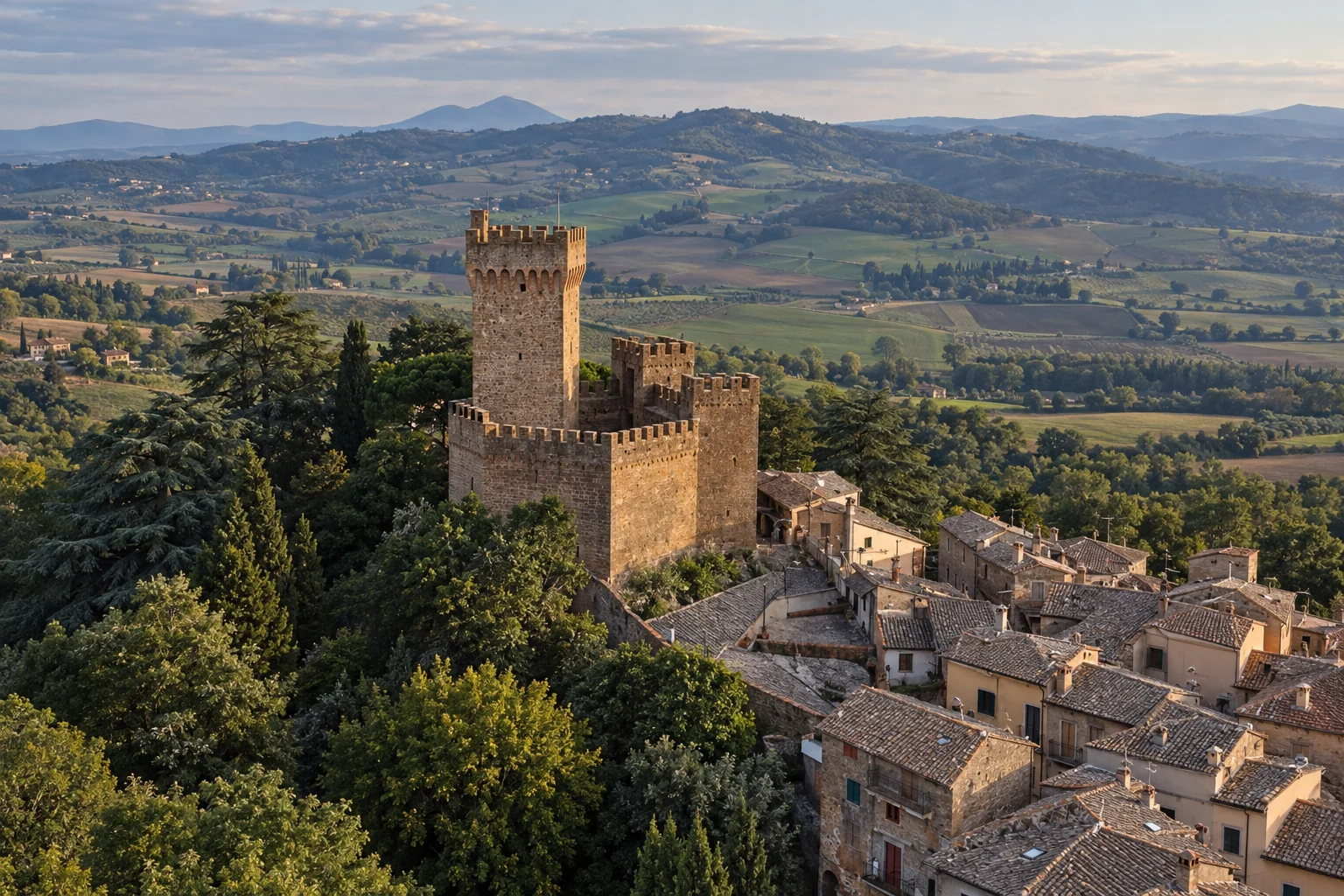 Castello di Proceno and the surrounding Tuscia landscape
