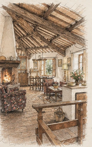 Illustrated Castle apartment for four guests