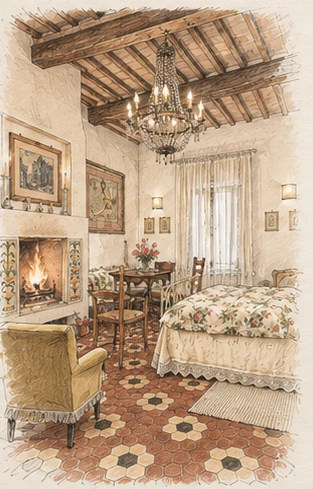 Illustrated Castle room for two guests