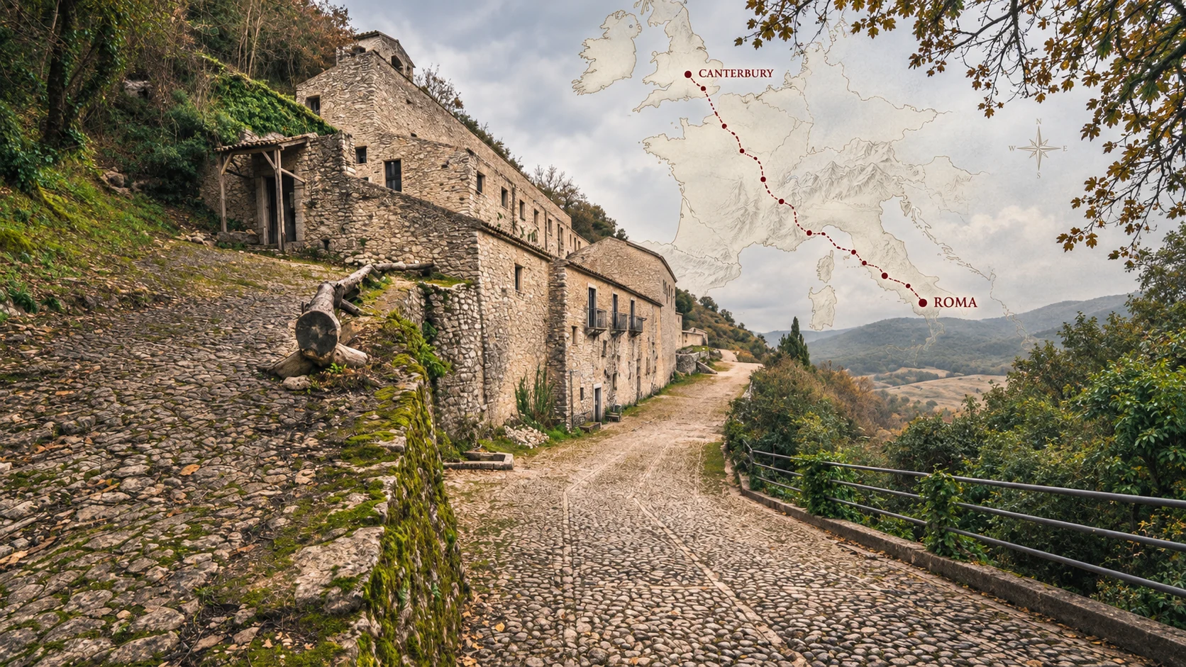 Via Francigena through the Italian countryside